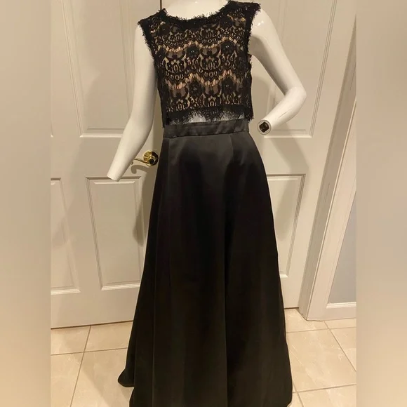 Betsy & Adam | Dresses | Black Two Piece Illusion Gown | Poshmark